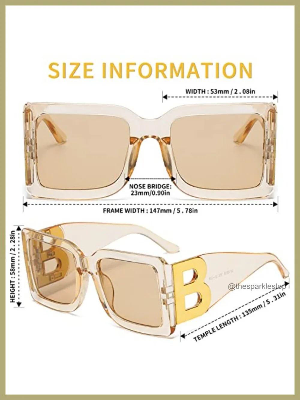 3 Pack Oversized Square Sunglasses UV400 Protection Unisex Trendy Thick Frame